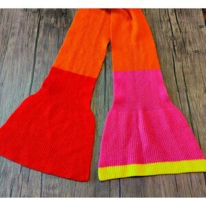 Colorblock Cashmere Knit Scarf In Vibrant Red Pink Orange Yellow 55x10